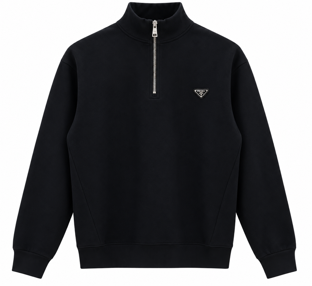Prada Black Half-Zip Logo Sweatshirt
