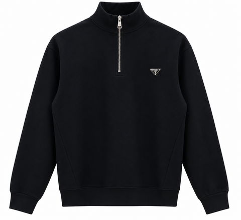 Prada Black Half-Zip Logo Sweatshirt