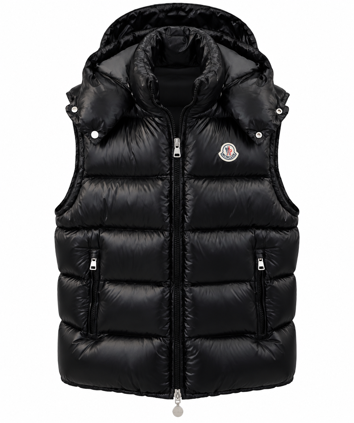 Moncler Hooded Puffer Vest – Glossy Black