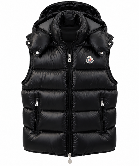 Moncler Hooded Puffer Vest – Glossy Black