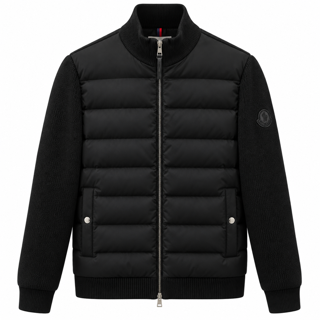 Moncler Quilted Knit Sleeve Jacket – Black