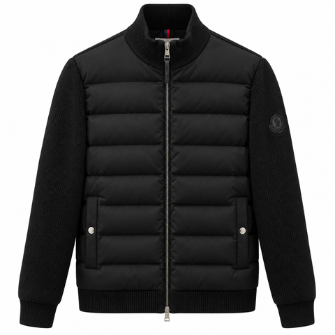 Moncler Quilted Knit Sleeve Jacket – Black
