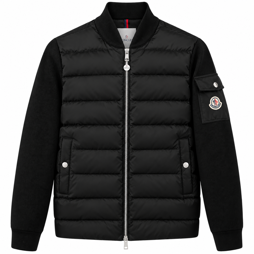 Moncler Hybrid Quilted Knit Jacket – Black