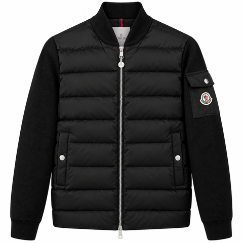 Moncler Hybrid Quilted Knit Jacket – Black