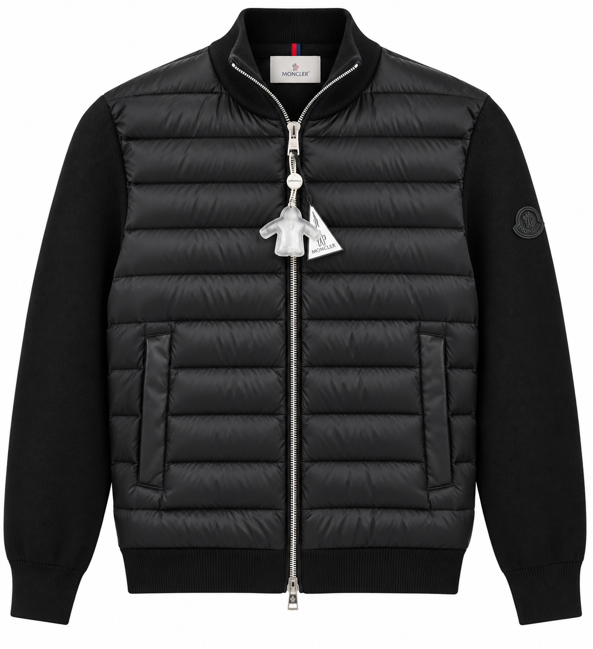 Moncler Black Quilted Knit-Sleeve Jacket