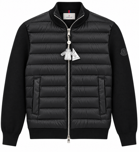 Moncler Black Quilted Knit-Sleeve Jacket