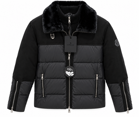 Moncler Fur Collar Quilted Puffer Jacket – Black