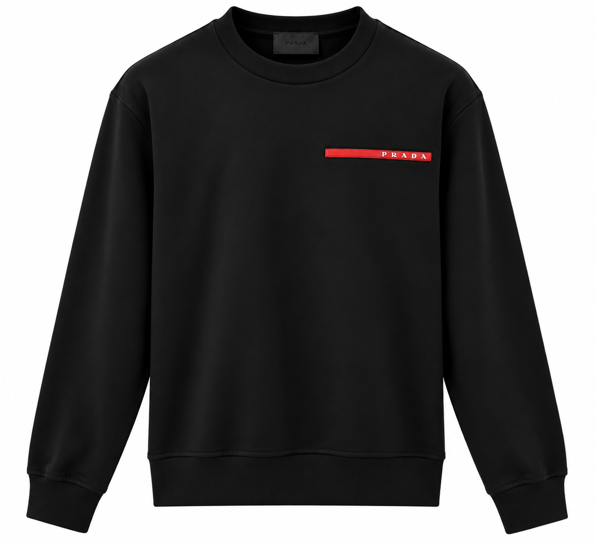 Prada Black Red Logo Crewneck Sweatshirt