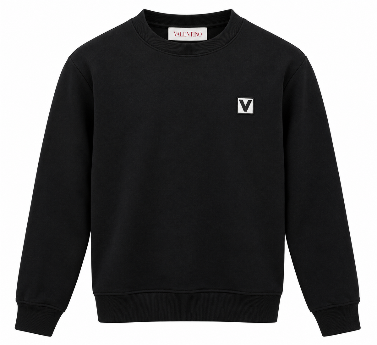 Valentino V Logo Crewneck Sweatshirt – Black