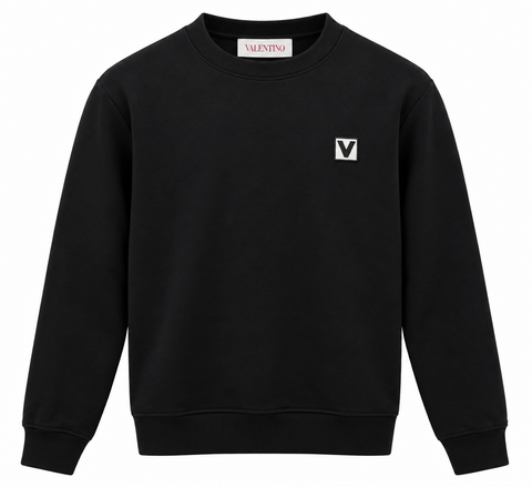Valentino V Logo Crewneck Sweatshirt – Black