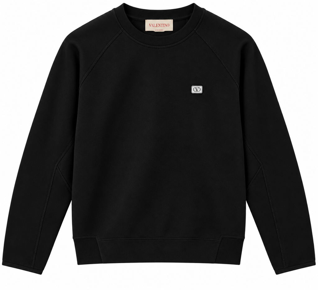 Valentino Black V Logo Crewneck Sweatshirt