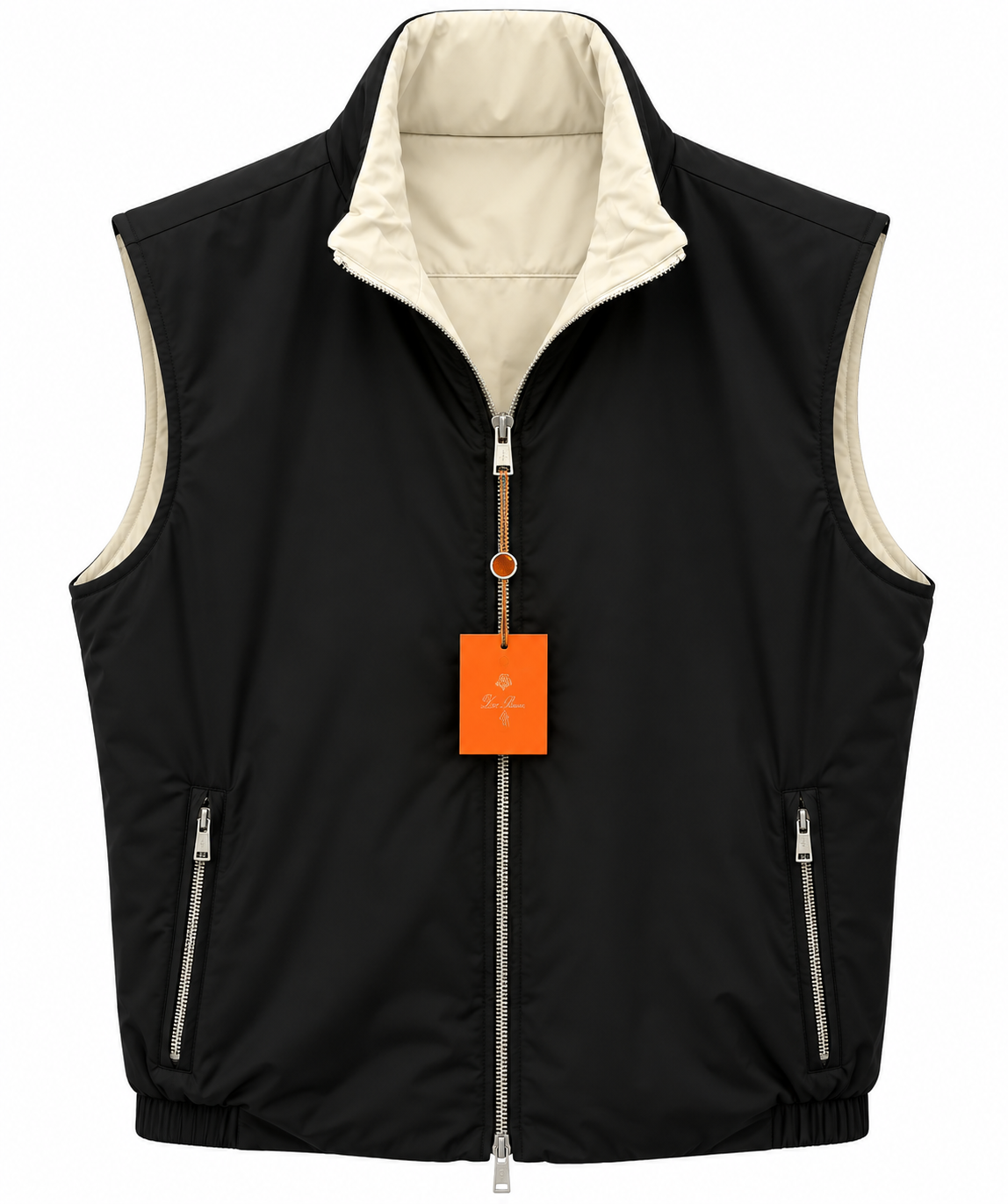 Loro Piana Contrast-Lined Zip-Up Vest – Black & Ivory