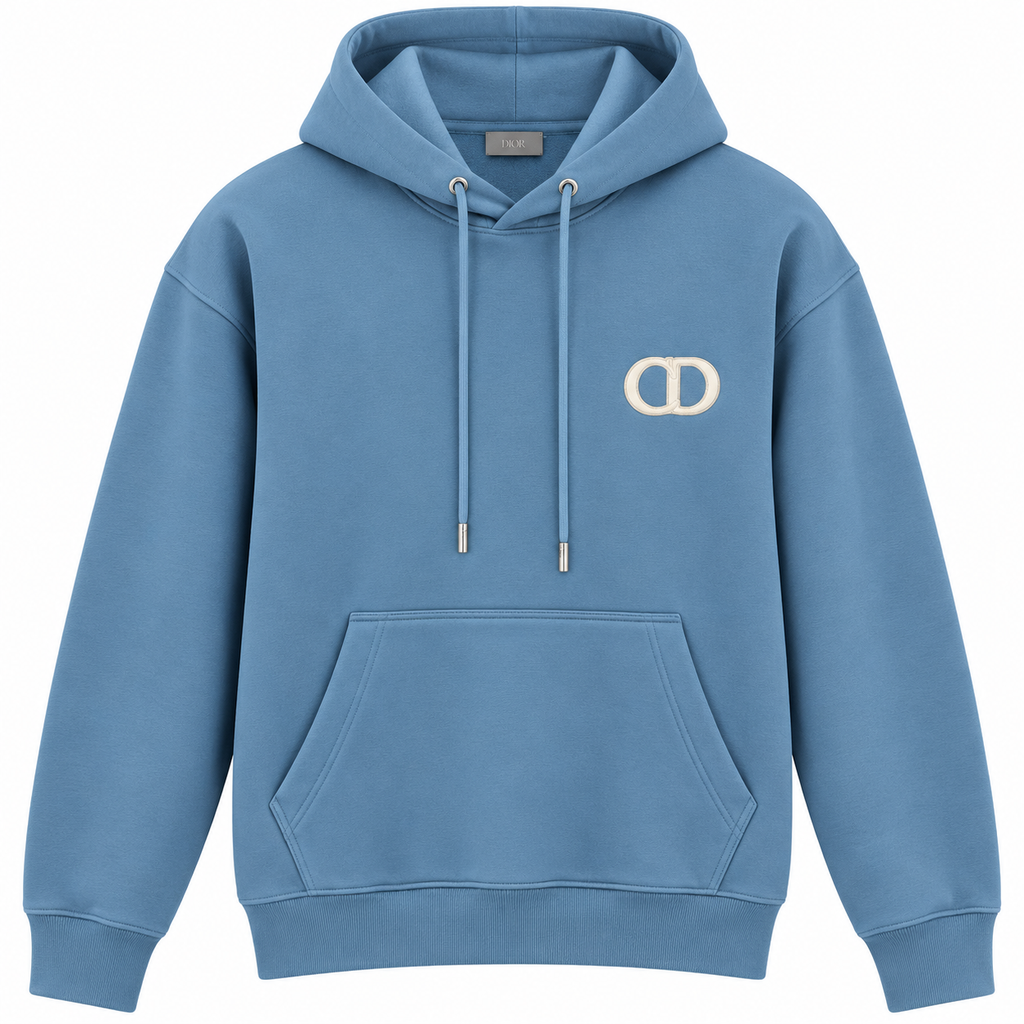 Dior CD Logo Hoodie – Dusty Blue