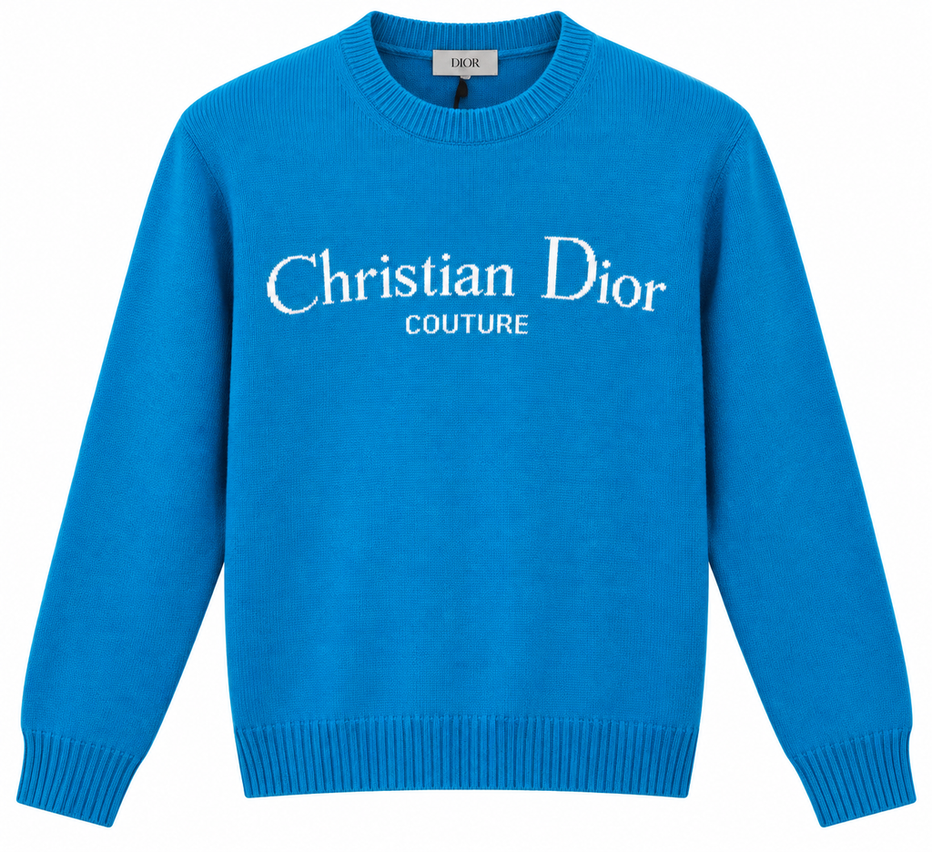 Christian Dior Couture Blue Logo Knit Sweater