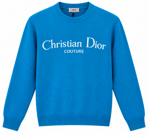 Christian Dior Couture Blue Logo Knit Sweater