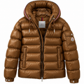 Moncler Hooded Puffer Jacket – Cognac Brown