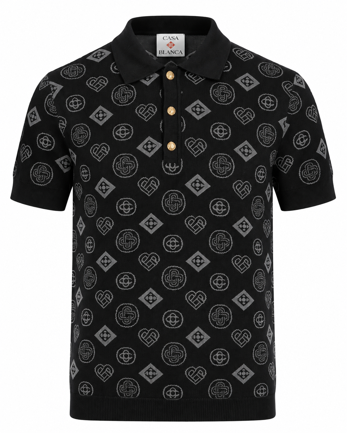 Casablanca Monogram Knit Polo – Black & Grey
