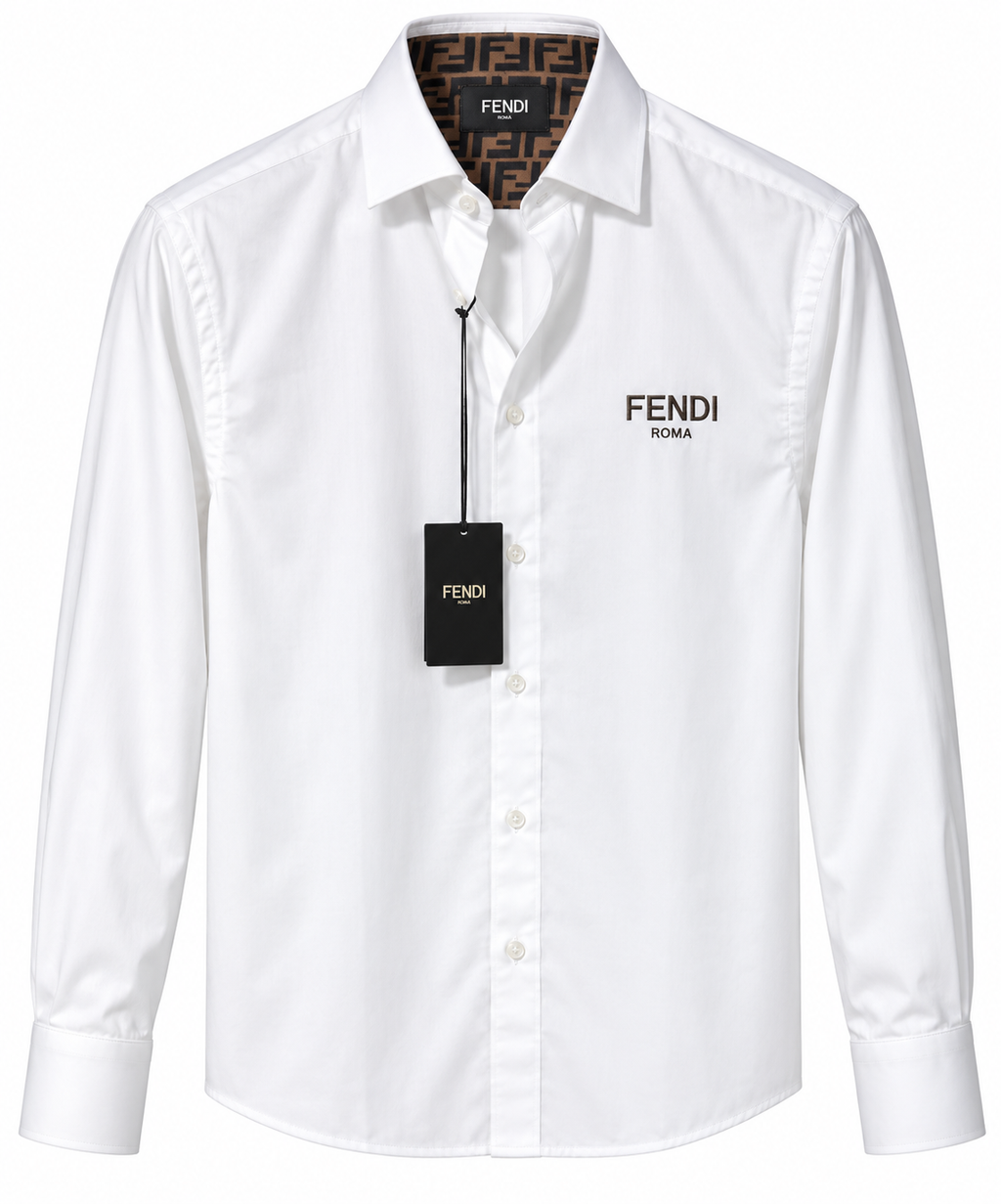 Fendi Roma Logo Long-Sleeve Shirt – White