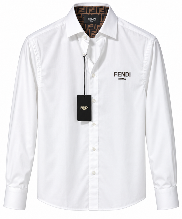 Fendi Roma Logo Long-Sleeve Shirt – White