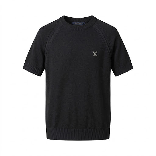 Louis Vuitton Embroidered LV Short-Sleeve Knit Sweater – Black
