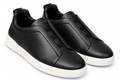 ZEGNA Leather Slip-On Sneakers – Black & White