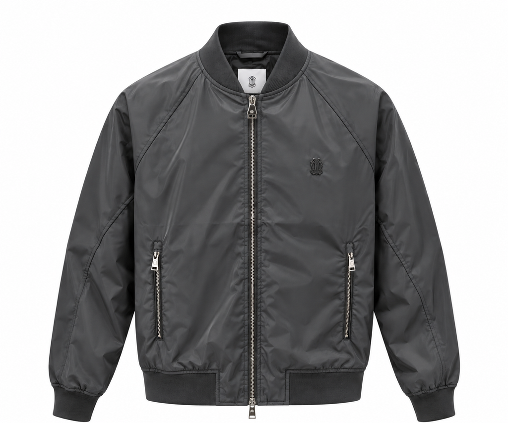 Charcoal Grey Lightweight Bomber Jacket