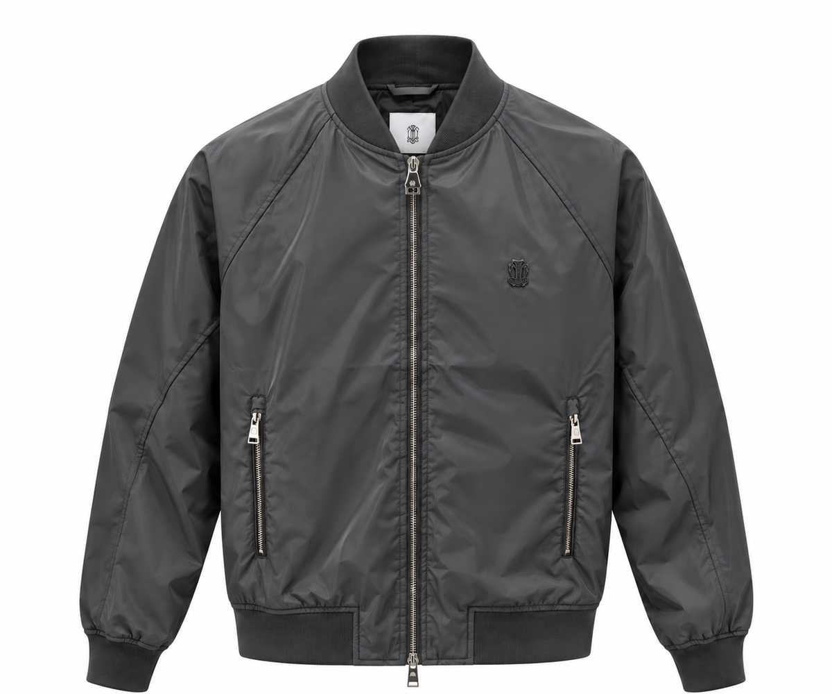 Charcoal Grey Lightweight Bomber Jacket