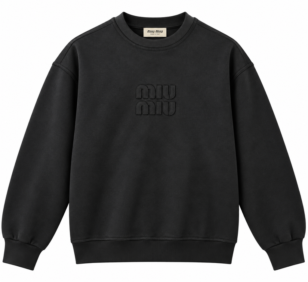 Miu Miu Black Embroidered Logo Sweatshirt