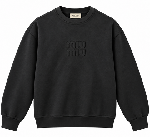 Miu Miu Black Embroidered Logo Sweatshirt