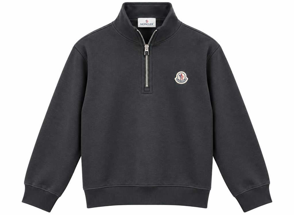 Moncler Dark Charcoal Grey Half-Zip Sweatshirt