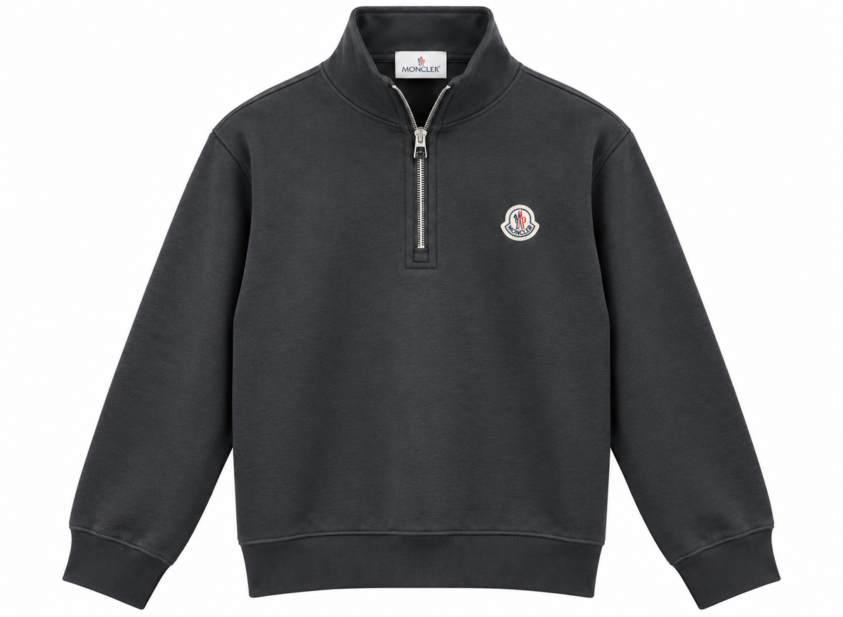 Moncler Dark Charcoal Grey Half-Zip Sweatshirt