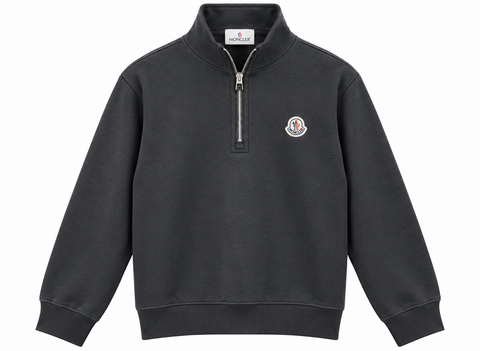 Moncler Dark Charcoal Grey Half-Zip Sweatshirt