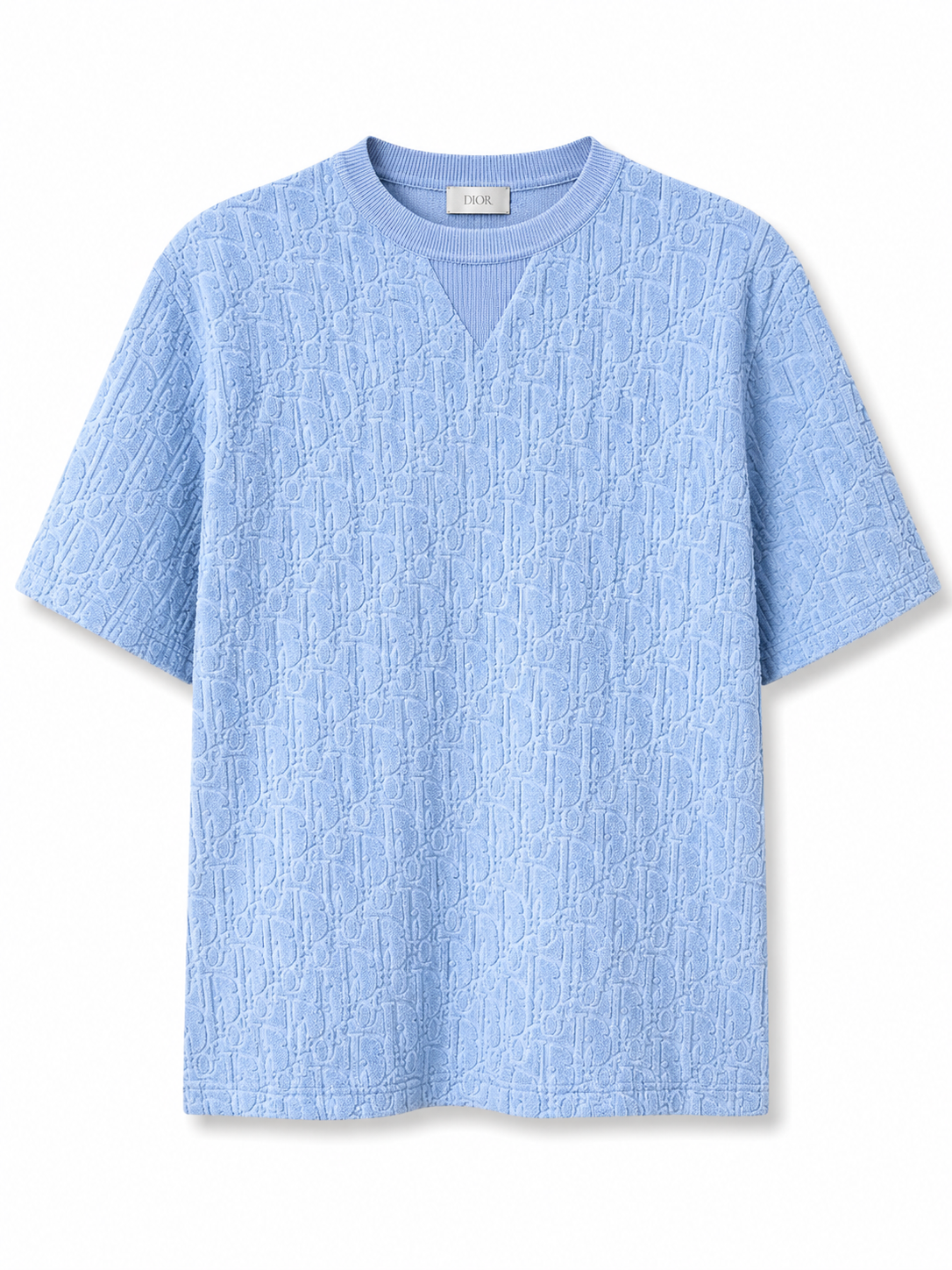 Dior Oblique Textured T-Shirt – Light Blue