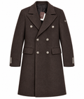Double-Breasted Wool Blend Coat – Dark Brown