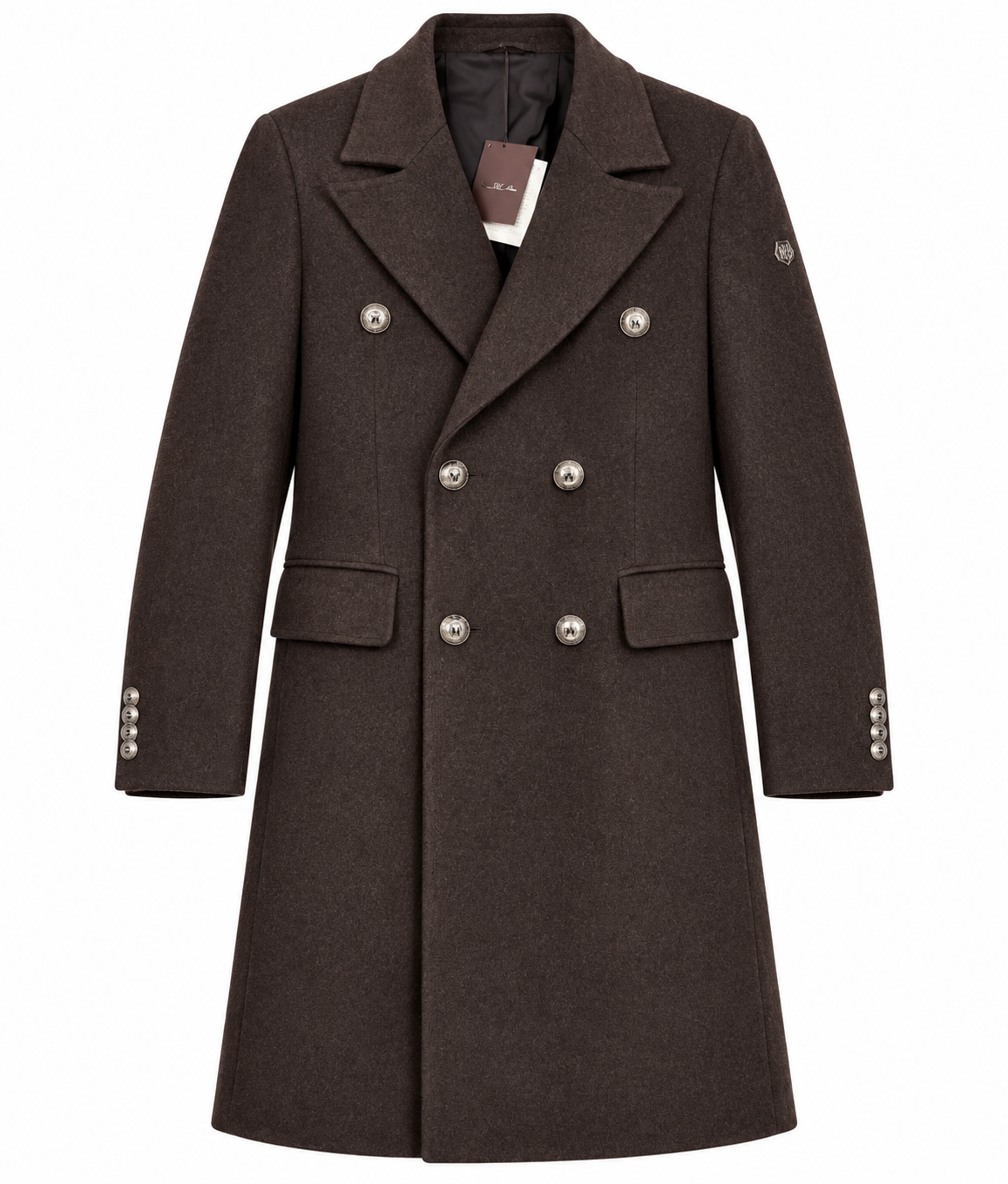 Double-Breasted Wool Blend Coat – Dark Brown