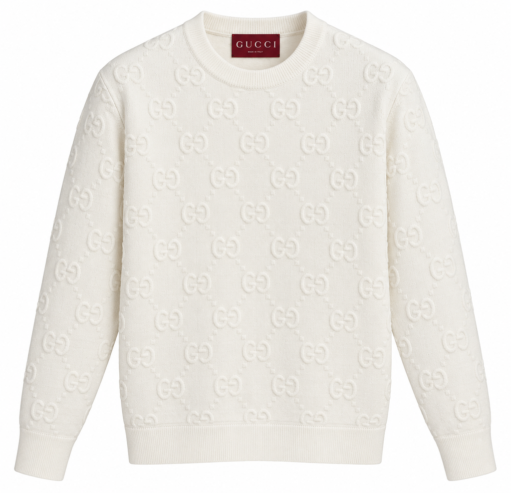 Gucci GG Embossed Knit Sweater – Cream