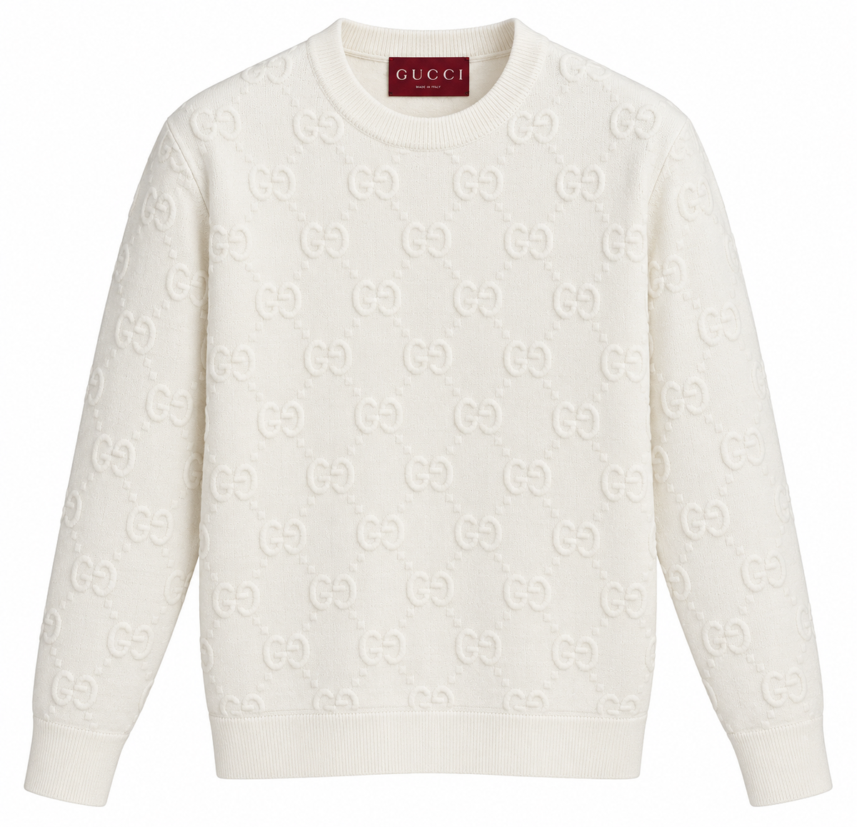 Gucci GG Embossed Knit Sweater – Cream