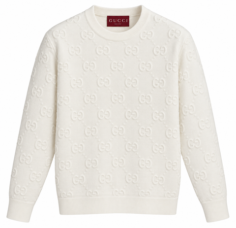 Gucci GG Embossed Knit Sweater – Cream
