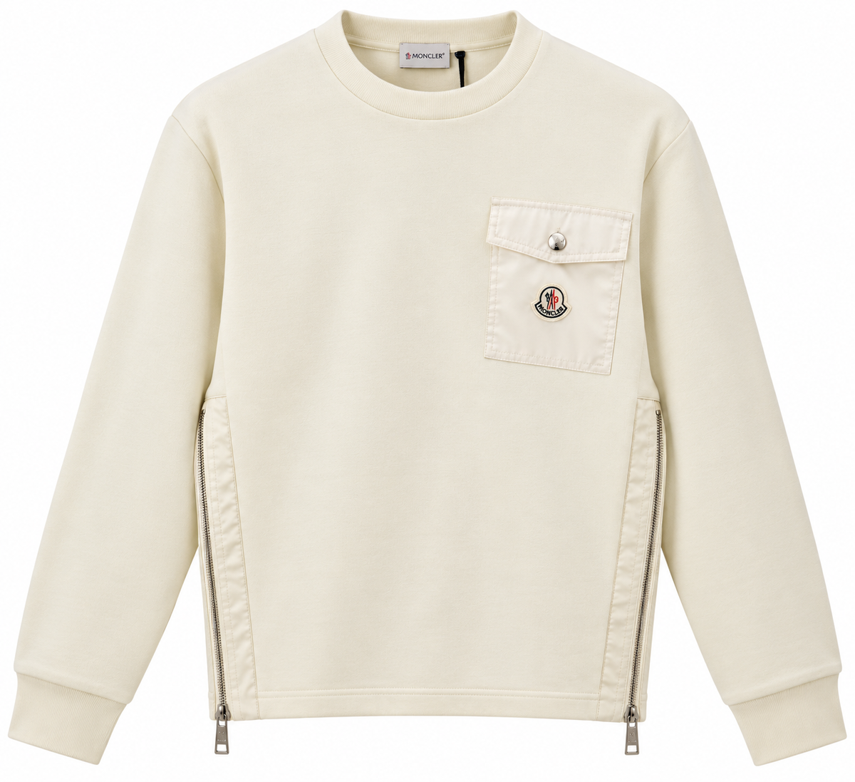 Moncler Cream Side-Zip Pocket Sweatshirt