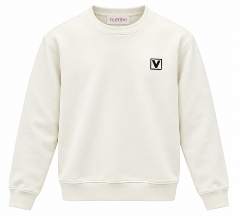 Valentino V Logo Crewneck Sweatshirt – Off White