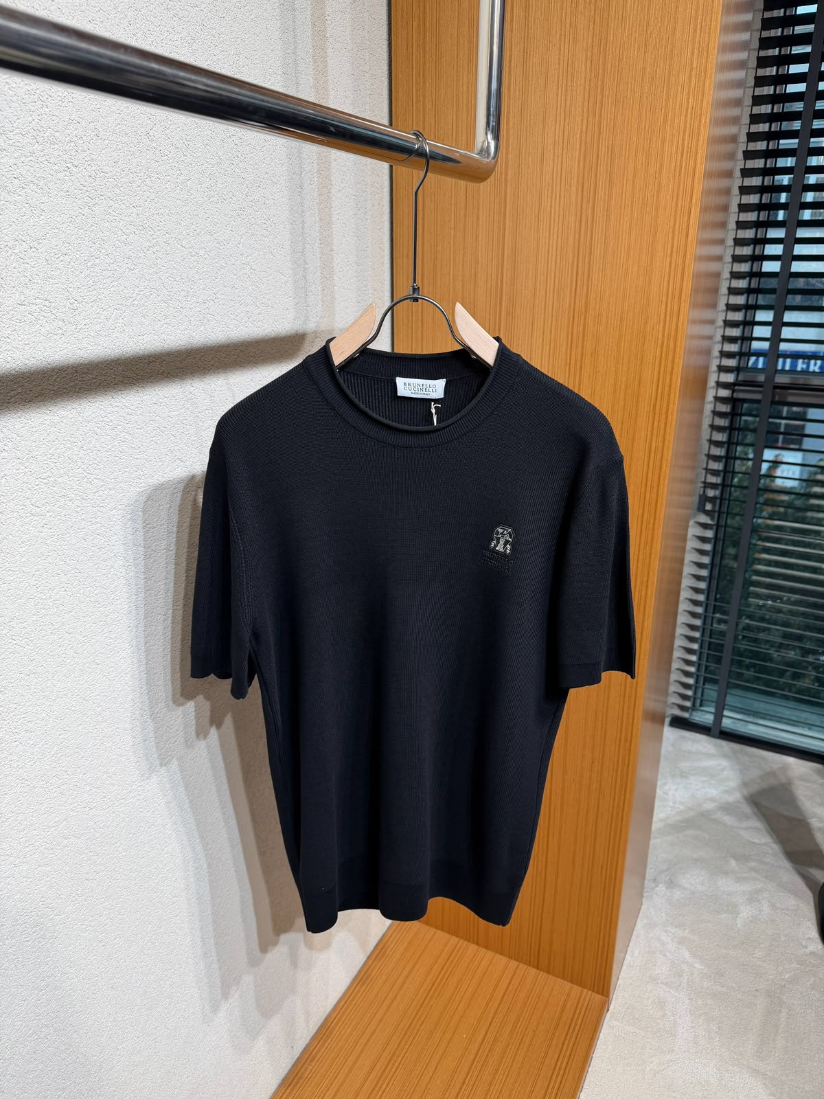 Brunello Cucinelli Logo Knit Crewneck T-Shirt – Black