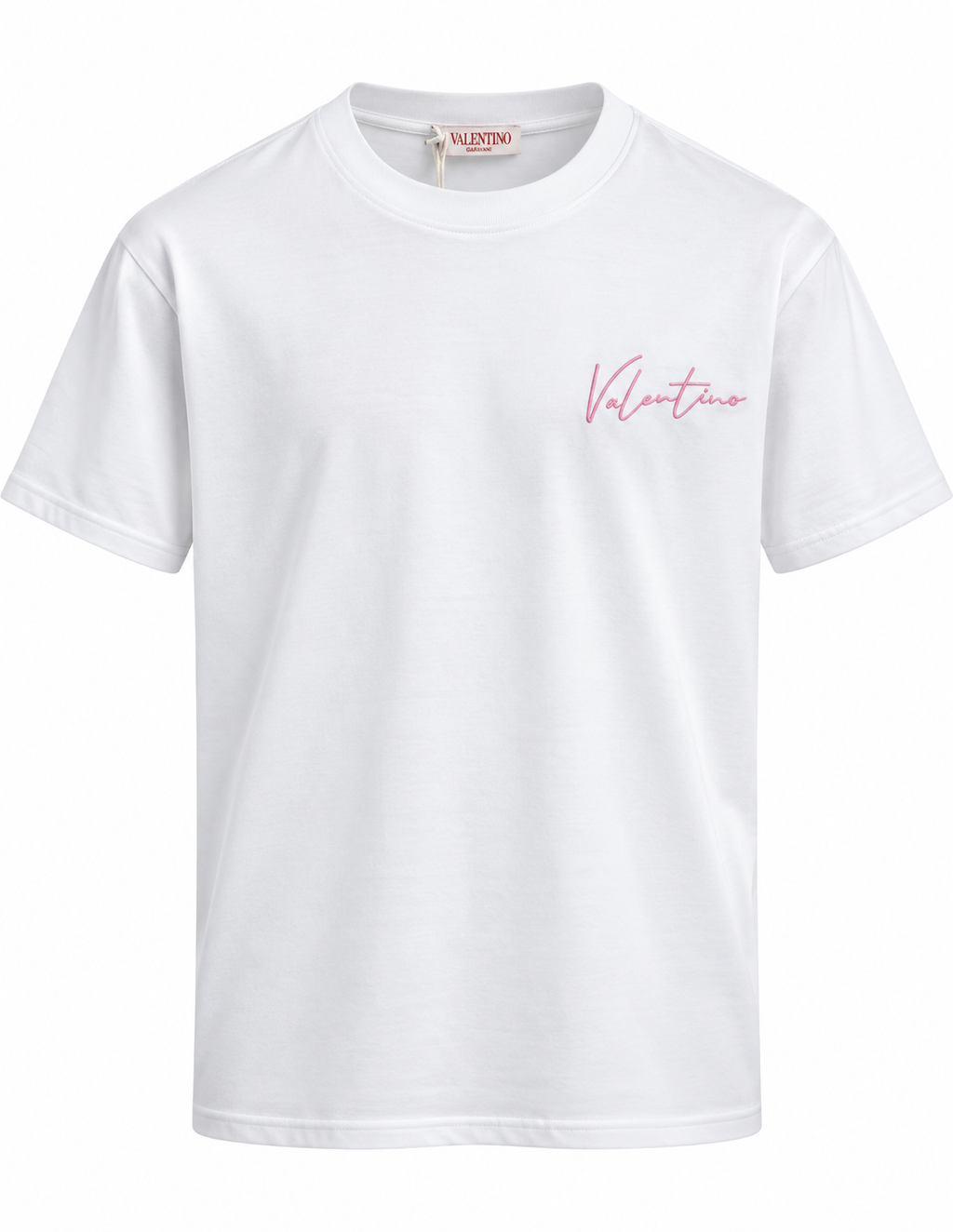 Valentino Signature Logo T-Shirt – White & Pink