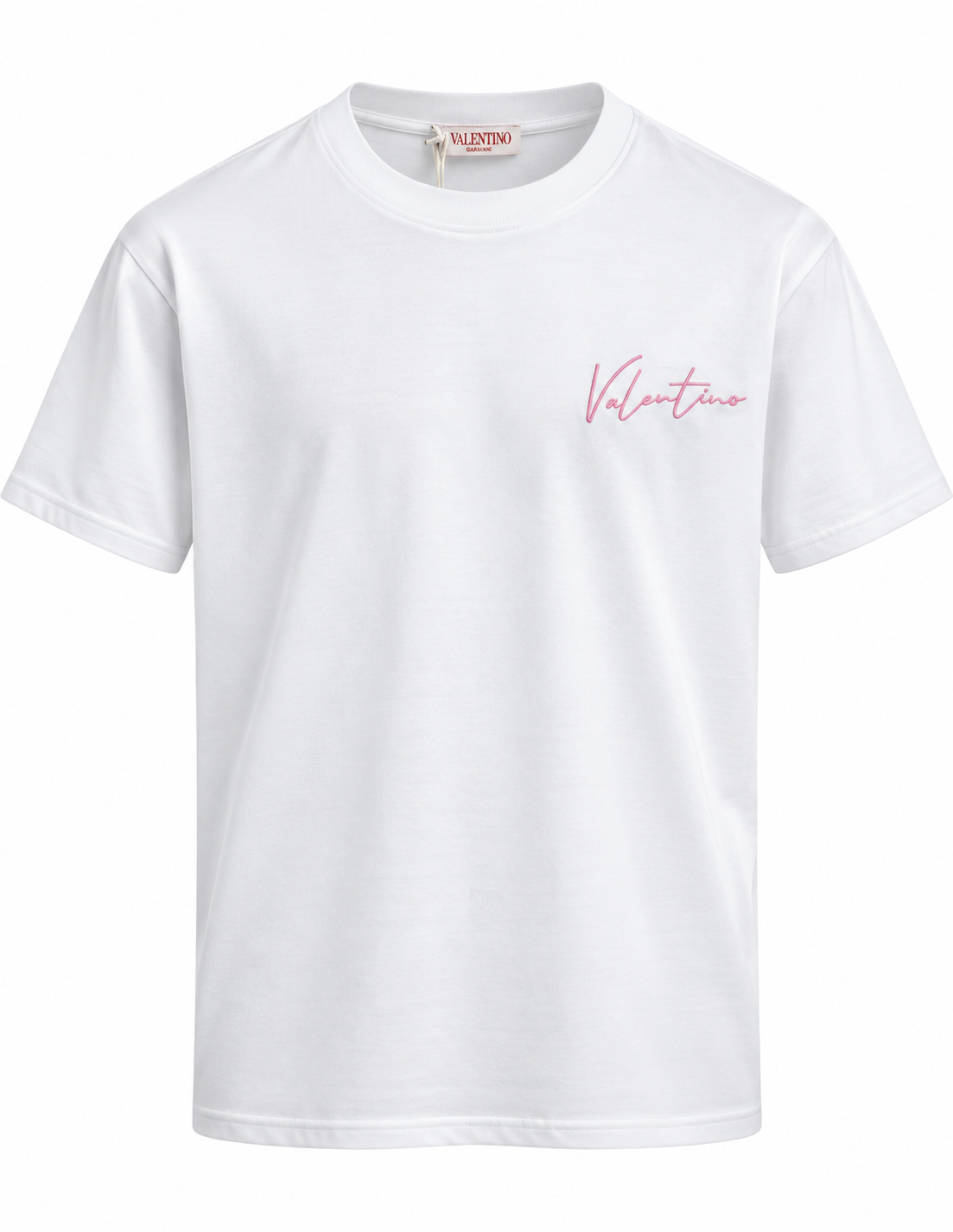 Valentino Signature Logo T-Shirt – White & Pink