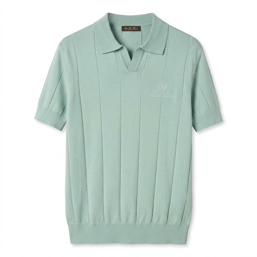 Loro Piana Vertical Rib Knit Polo – Mint Green