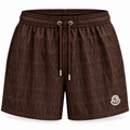 MONCLER Tonal Monogram Logo Patch Swim Shorts – Chocolate Brown