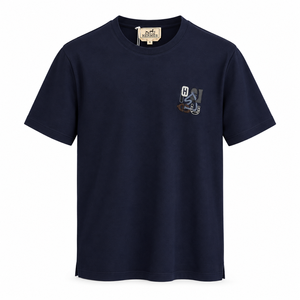 Hermès Embroidered Motif T-Shirt – Navy