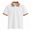 Burberry Contrast Collar Polo Shirt – White & Camel