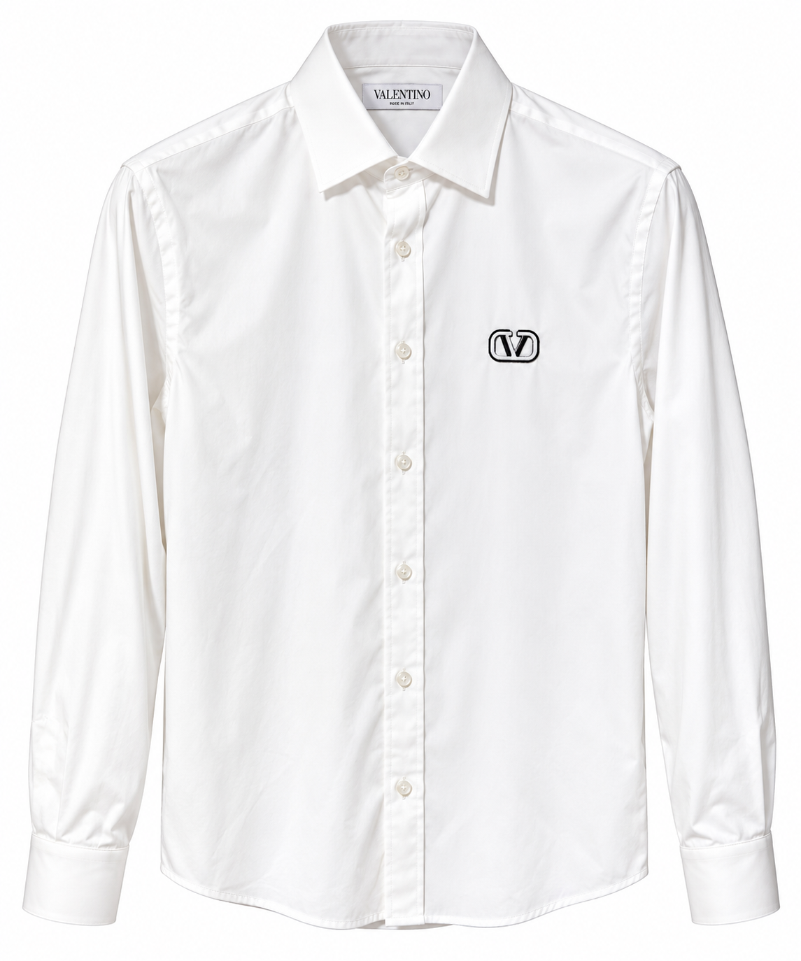 Valentino VLogo Embroidered Long Sleeve Shirt – White