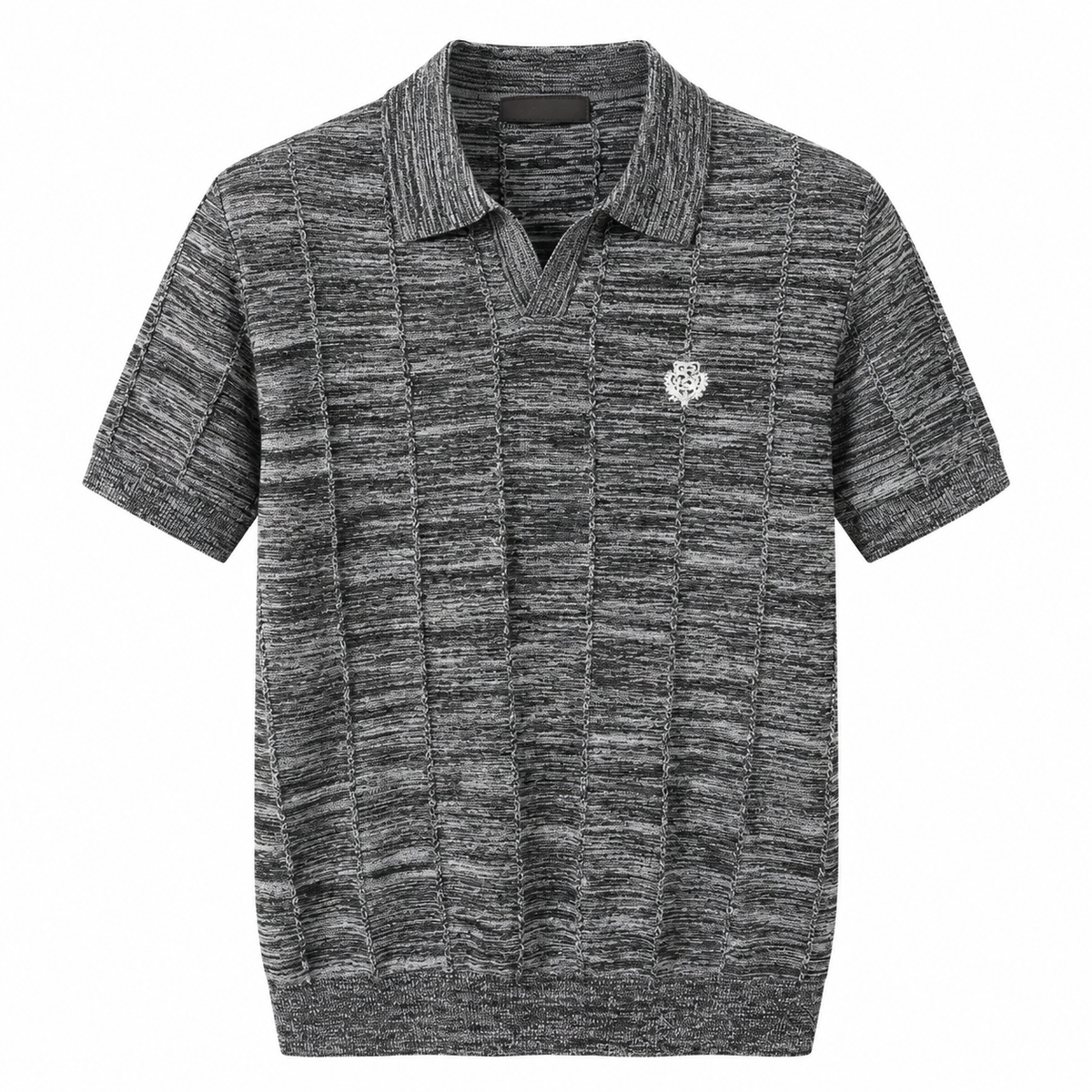 Stefano Ricci Textured Knit Polo – Charcoal Grey