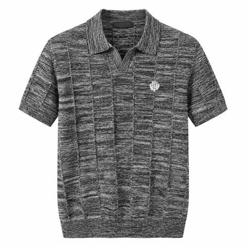 Stefano Ricci Textured Knit Polo – Charcoal Grey
